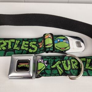 Buckle Down TMNT Dog Collar Large Seat Belt Ninja Turtles Green Adjustable